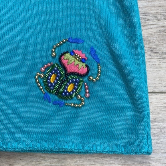 Vintage Michael Simon Scarab Beetle Sweater Unique Insect Beaded‎ Twee - Picture 11 of 14